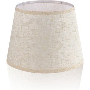 Abat-Jour En Tissu, Abat-Jour À Tambour Moyen Pour Lampe De Table, Lampe Murale, Lampe De Chevet Et Lampadaire, Lin Naturel, Couverture Rigide Fabriquée À La Main, 13"" X 13"" X 8"" (Blanc-2).[G359] - Neuf