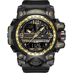 Montre Militaire Homme Montre Sport Étanche Digitale À 50 M Avec Alarm,Chronomètre Led Double Affichage.[J817] - Neuf