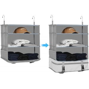 Organisateur De Val De Voyage Organ Ur De Placard À Suspendre À 3 Étagères Grand Crochet Pliable Organ Ur De Bagage À Main Pour Voyage Sacs De Compression Cubes De Rangement Pour Bagage - Neuf