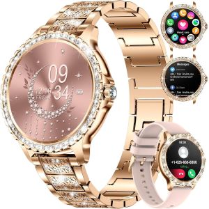 Montre Connect&eacute;e Femme Bluetooth Appels Pour Android Ios Sport Fitness Activity Tracker Montre Femme Connect&eacute;e 1,32"" Hd Fr&eacute;quence Cardiaque Sommeil Moniteur El&eacute;gant Diamond Rose Or Smartwatch - Neuf