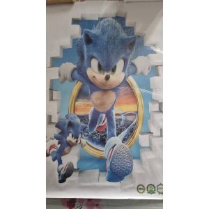 Stickers Muraux Sonic Le H&eacute;risson &ndash; Grand Format 90x60 Cm &ndash; D&eacute;coration Murale Gaming, Enfant, Chambre Gar&ccedil;on &ndash; Style 3d, Effet Fen&ecirc;tre &ndash; H&eacute;ros Jeu Vid&eacute;o &ndash; 8 - Neuf