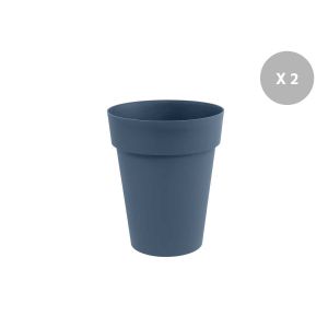 Lot De 2 Pots De Fleur Rond Toscane &Oslash; 44 X H.53 Cm - Bleu Jean - Eda - Neuf