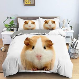 Housse De Couette X Cochon D'inde Blanc, Microfibre D Imprim&iquest;&iquest;E Cochon D'inde Blanc Parure De Lit, X Housse De Couettes Avec X Taie D'oreiller X Cm Avec Fermeture Eclair - Neuf