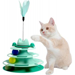 KAL-Plateau Tournant Pour Chat - Jouet Amusant Avec Boules - Circuit Circulaire Amusant Avec Boules Mobiles - Neuf