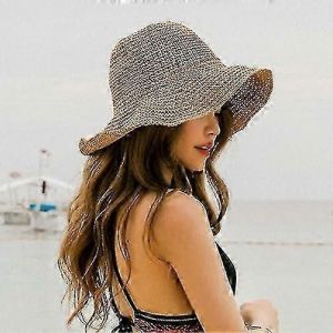 Chapeaux De Soleil Pour Les Femmes Pliable À Large Bord Paille Chapeau De Soleil D'été Chapeau De Plage Pour Les Femmes Fille,Taille Unique - Neuf