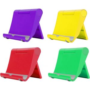 Kal-4 Pcs Support Telephone Bureau, Porte Téléphone Portable Antidérapant Repose Smartphone Pliable Phone Holder Plastique Compatible Avec Iphone Ipad Tablette Accessoire Telephone (B:Couleurs Vives) - Neuf