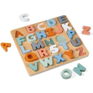 KASFL-Puzzle Alphabet En Bois 26 Pièces-Collection Sweet Cocoon-Jouet D'Eveil Et Premier Âge Peint À L'Eau Et Certifié Fsc-Apprentissage De L'Alphabet Et De L'Ecriture-Dès 2 Ans,J04412 - Neuf