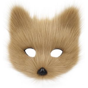 Masque Animal Renard Loup Halloween F&ecirc;te Cosplay Costumes Accessoires Peluche Chat Demi-Visage Masque Carnaval No&euml;l Mascarade.[J274] - Neuf