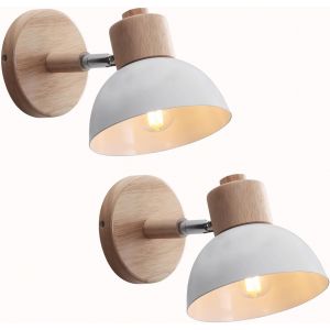 Applique Murale Industrielle Vintage Lampe Murale Interieur Sconce R&eacute;tro Luminaire Applique Abat-Jour E27 &Oslash;15cm Pour Salle &Agrave; Manger Escalier Chambre Cuisine Caf&eacute;(2pcs Blanc) - Neuf