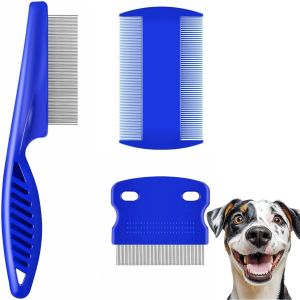 Jgd-Lot De 3 Peignes Anti-Puces Pour Chiens Et Chats, Peignes De Toilettage En Acier Inoxydable Pour Chien Et Chat, Peigne &Agrave; Dents Fines, Outil De Toilettage Pour Chien Et Chat, Peigne &Agrave; Poils Fins P - Neuf