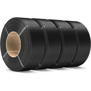 VornixorSarlshopLot de 4 rouleaux de filament PLA+ - 1,75 mm - 4 kg - PLA Plus - Pour imprimante 3D - Noir - Pour bobines r&eacute;utilisables - Compatible avec imprimante Bambu Lab - Neuf
