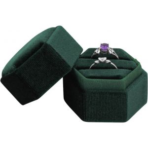 Velours Boite Bague, Hexagonal Porte Bague Avec Deux Fentes,Boîte - Cadeau De Bijoux Pour La Demande En Mariage,Cérémonie, Noël, Saint - Valentin (Vert) - Neuf