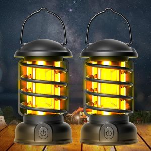 Eryi-Lampe Led Camping Portable : 2 Pièces Lampe Led Camping, Ipx4 Imperméable Lanterne De Camping, Usb Rechargeable Lanterne Camping Rétro Avec Crochet, Luminosité Réglable, Convient Pour Pêche Aven - Neuf