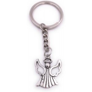 Kal-Ange Gardien Ange Coeur Creux Aile Pendentif Porte-Clés Argent Métal - Neuf