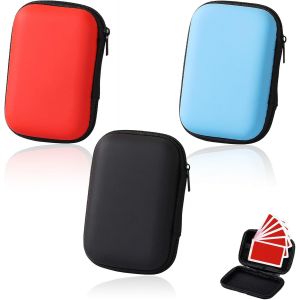 ChenQuanSarl-3 Bo&icirc;tes Rangement Carte Pour ,Boite Rangement Carte,Rangement Carte A Jouer,Jeux De Carte Boite,Mallette De C&acirc;ble De Donn&eacute;es,Boitier Disque Dur Externe (Noir Bleu Rouge) - Neuf