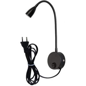 3w Lampe De Lecture, Flexible 3w Lampe De Chevet Led Avec Interrupteur Et Prise Filaire, Applique Murale Col De Cygne Pour Chambre À Coucher, Hôtel, Bureau, 6000k (Noir-Blanc Froid) - Neuf