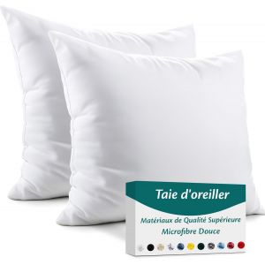 Cauc-Taie D'oreiller 80x80 Microfibre Premium Lot De 2 Housse Coussin Pour Coussins Canap&eacute;/Lit Tissu Super Doux Resistant Et Lavable Hypoallerg&eacute;nique Anti-Acariens Avec Fermeture &Eacute;clair Invisible - Neuf