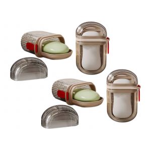 Lot de 4 &eacute;tuis &agrave; savon &eacute;tanches avec couvercle, pour les voyages et la maison - Neuf