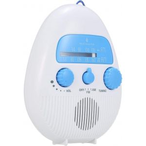 Radio de douche &eacute;tanche (blanche), mini enceinte portable AM/FM avec audio HD int&eacute;gr&eacute; pour la salle de bain ou l'ext&eacute;rieur - Neuf