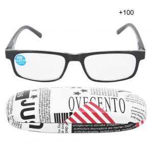Lunettes De Lecture Unisexes Anti-Lumiere Bleue Pour Personnes Agees, Verres Transparents Anti-Fatigue (+100 Noir) - Neuf