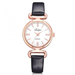Duoya Femmes Simple Frais Rond Cadran Analogique Pu Montre-Bracelet Cadeau Robe Montre &Agrave; Quartz (Noir) - Neuf