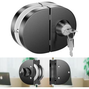 ChenQuanSarl-Serrure De Porte En Verre Sans Perçage En Acier Inoxydable Avec Clés, Adaptée Pour Les Portes En Verre Sans Cadre De 10-12 Mm D'Épaisseur, Convient Aux Bureaux, Maisons Et Espaces Commer - Neuf
