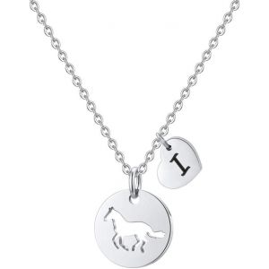 Kal-Chevaux Et Filles - Cadeau Pour Femme - En Acier Inoxydable - C?ur Creux - Pendentif Cheval - Cadeau Pour Filles Et Femmes - Chevaux - Chaîne Pour Adolescentes Et Petites Filles - Neuf