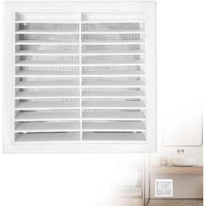 140 x 140mm Grille Ventilation Rectangulaire, Grilles d'Aération pour Sortie d'Air avec Moustiquaire Carrée en Plastique Blanc pour Plafond de Cuisine et Salle de Bain Cheminée - Neuf