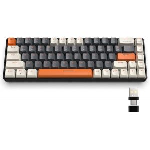 K68 60% Clavier De Jeu Mécanique Sans Fil,Bluetooth 5.0/2.4ghz Mini Clavier Compact 68 Touches Avec Récepteur Double Mode,Échangeable À Chaud,Interrupteur Rouge,Pour Pc,Mac,Ps4 (Milk Shake) - Neuf