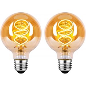 Ampoule Vintage Led E27,Ampoule Vintage Dimmable E27 4w G80 E27 Led Blanc Chaud 2700k,Ampoule E27 Vintage Edison Led E27 Idéale Pour La Nostalgie Et L'éclairage Rétro-Ambre-2 Pièces - Neuf