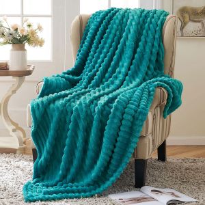 Ytfhg-Couverture 125x150 Cm, Couverture Polaire Super Douce, Laine Synthétique De Haute Qualité, Chaude Et Confortable, Couvre-Lit Et Housse De Canapé, Vert Lac - Neuf