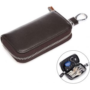 Etui Porte-Cl&eacute; Cuir,Etuis Porte-Cl&eacute;s de Voiture,Porte Clef Cuir,Portefeuille,Porte-cl&eacute;s avec Crochet en m&eacute;tal Et Fermeture &eacute;clair,Pochette Porte Cles Avec 6 crochets.[D42] - Neuf