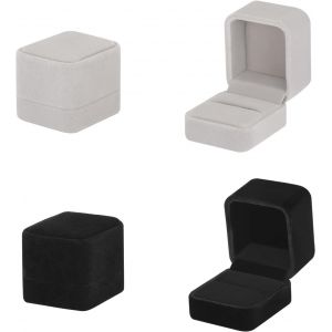 2 Pi&egrave;ces Boite A Bijoux En Velours, Bo&icirc;te &Agrave; Bagues Flanelle Carr&eacute;, Ecrin Bague Box En Velours Pour Fian&ccedil;ailles, Pour Bijoux Pendentif Pour Mariage - Neuf