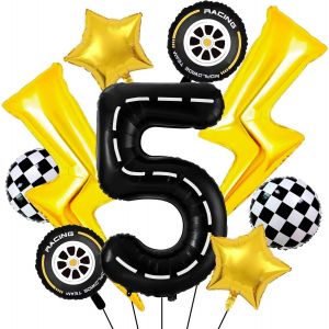 CAUC-Balloon Anniversaire Voiture 5 Ans,Deco Anniversaire Cars 5,Ballons de Course pour Voiture,Ballons Anniversaire 5,Kit Ballon Anniversaire 5 Ans,D&eacute;coration d'Anniversaire Ballon pour Enfant(5) - Neuf