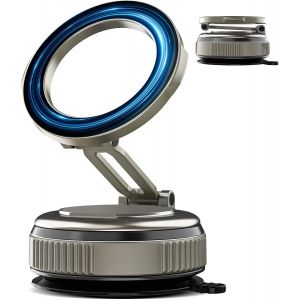 Support Téléphone Voiture Magnétique Ventouse Sous Vide, Support De Porte Telephone Portable Voiture Pour Magsafe Aimanté Pliable Réglable À 360° Pour Iphone 16 Pro Max Plus 16e 15 14 13 12 Série - Neuf