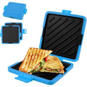 Machine &Agrave; Sandwichs Grill&eacute;s Pour Micro-Ondes, En Silicone, Technologie Heatwave, Plaques Antiadh&eacute;sives Sans Fil Pour Cuisiner De D&eacute;licieux Sandwichs Croustillants (Bleu Ciel) - Neuf