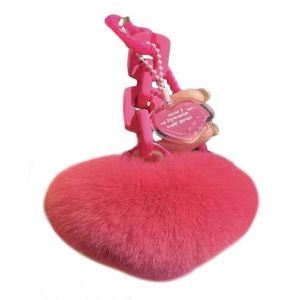 Peluche pompons Coeur porte-cl&eacute;s, Sac &agrave; dos Souple D&eacute;corateur, &agrave; la Mode Sac Accessoire, Trousseau de cl&eacute;s pour les Femmes et les Filles - Neuf