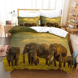 Housse De Couette Motif Imprim&iquest;&iquest; Elephant D ,En Parure De Lit Avec Housse De Couette Et Taies D'oreiller,Fermeture &iquest;&iquest;Clair,Doux Microfibre Hypoallerg&iquest;&iquest;Niquesingle&pound;&iquest;Xcm&pound;&copy; - Neuf
