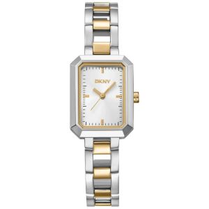 Montre Femme Dkny Uptown Midi Dk1l009m0035 - Bo&icirc;tier Octogonal Bicolore Argent Et Or Avec Cadran Blanc - Neuf