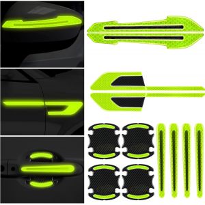 12 Pcs Réfléchissants Autocollants de Voiture (Vert), Réfléchissants Autocollants de mise en garde pour Rétroviseur, Réfléchissant à Côté du Véhicule, des Autocollants de Voiture Pro - Neuf