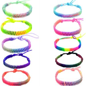 Kal-Bracelets D'amiti&eacute; Multicolore, 10 Pi&egrave;ces Bracelet Multicolores R&eacute;glable, Multicolore Bracelets Amiti&eacute; Tiss&eacute;s, Bracelets D'amiti&eacute; Tiss&eacute;s Faits Main Pour Cadeau D'anniversaire Femme Homme - Neuf