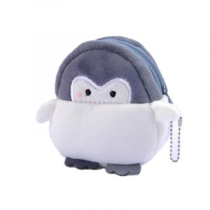 QCYL-Porte-monnaie en peluche mignon panda animal porte-monnaie fermeture éclair porte-monnaie USB filaire casque mini sac clé sac cadeau d'anniversaire pour enfants,Little Penguin - Neuf