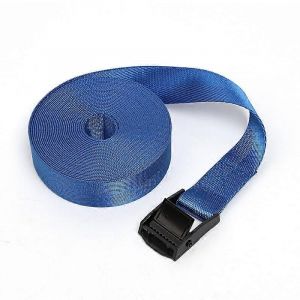 Sangles d'arrimage (lot de 2) de 5 m x 25 mm, robustes, &agrave; cliquet, avec boucle m&eacute;tallique, corde de tension bleue pour bagages et remorquage - Neuf