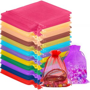 Jexnovashop-Lot De 120 Sachet Organza 10x15 Cm, Color&eacute;s Sac Cadeau En Organza Avec Cordon De Serrage, Sachet Lavande Vide Transparent Petits Pochette Cadeau Noel Dragees Bijoux Pour Mariage, Annivers - Neuf