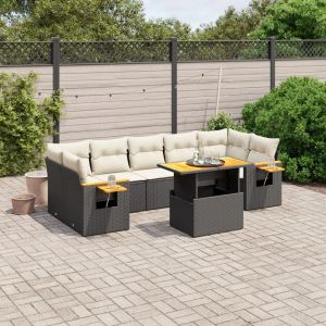 Prolenta Premium - Salon De Jardin 8 Pcs Avec Coussins Noir R&eacute;sine Tress&eacute;e - Neuf
