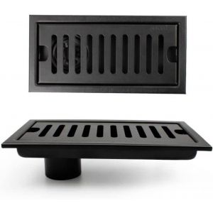 Grille Douche, 20 X 10 Cm Siphon De Sol Rectangulaire, Caniveau De Douche, Noir Siphon De Sol Avec Grille En Acier Inoxydable, Convient Pour Wc, Salle De Bain, Cuisine, Balcon[APP8809626] - Neuf