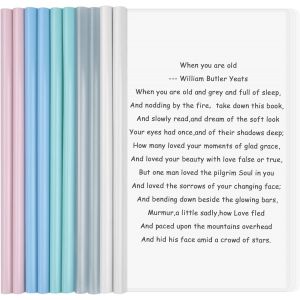 10 Sheets A4 File Folder,Plastic Folder Covers Reports,A4 Binding Presentation Folder with Sliding Bar for Home School Office Documents Organizer (B) - Neuf