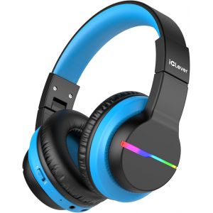 Casque Audio Enfant Bluetooth sans Fil avec Microphone, Lumi&egrave;res LED Color&eacute;es, Volume Limit&eacute; 74/85/94dB, 85 Heures de Travail, Bluetooth 5.2, Micro Int&eacute;gr&eacute; BTH12 - Neuf
