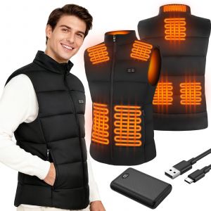 Gilet Chauffant Homme Avec Batterie 10000mah 7.4v Incluse, Veste Chauffante Homme Avec 3 Températures, 8 Zones De Chauffage,Gilet Chauffant Electrique Pour Ski, Pêche, Moto En Plein Air - Neuf