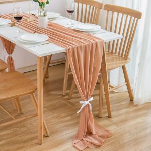 Chemin de table en mousseline, d&eacute;coration de table pour mariage ou anniversaire, 300 x 70 cm, or et rose - Neuf